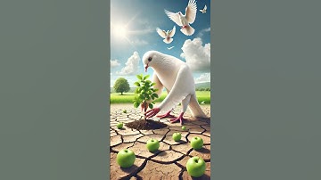 The big pigeon plants an apple tree and brings it in a tractor 😭 #ai #pigeon #apple #tree