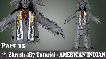 ZBRUSH 4R7 - AMERICAN INDIAN CHARACTER MODELING - NEW BONE NECKLACE   -  PART 15