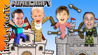 MINECRAFT Castle Challenge Build! Video Gaming Fun with HobbyKidsTV