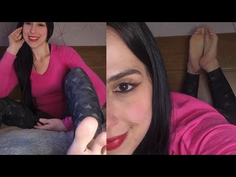 Girl With Crazy Feet Relaxes On Bed