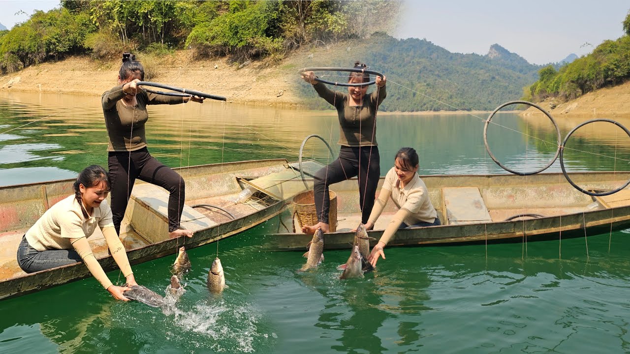 Fish traps, two sisters use old plastic pipes to create effective fishing rods and fish traps.