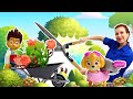 Kindergarten mit Elena: Wir spielen Gärtner. Spielzeug Video für Kinder. Kinder Cartoons