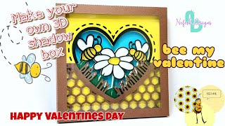 🐝💕💘VALENTINE'S DAY SHADOW BOX 3D| Bee my Valentine Papercut ✂️ DIY #cricutmade #3dpapercraft #cricut