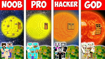 Minecraft - NOOB vs PRO vs HACKER vs GOD : FAMILY BLOCK SUN BASE in Minecraft Animation