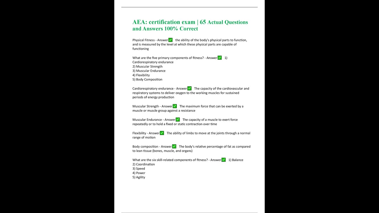 AEA CERTIFICATION EXAM 65 ACTUAL QUESTIONS AND ANSWERS 100 CORRECT