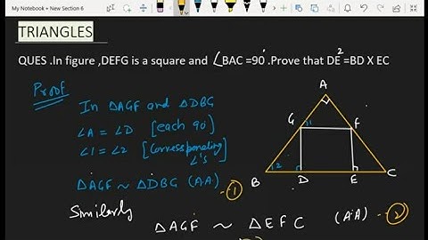 In the given figure defg is a square and angle bac=90 show that fg^2=bg*fc | Ch-6 Triangles Class 10