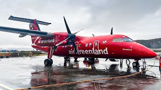 Flying on Air Greenland's Dash8-200 | Diversion due to bad weather | KEF-SFJ-JAV