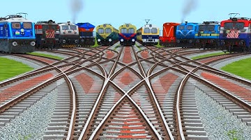 🎈Eleven Higher Graphics Trains Crossing At Bumpy high Curves Railroad Tracks-Trains Crossing 