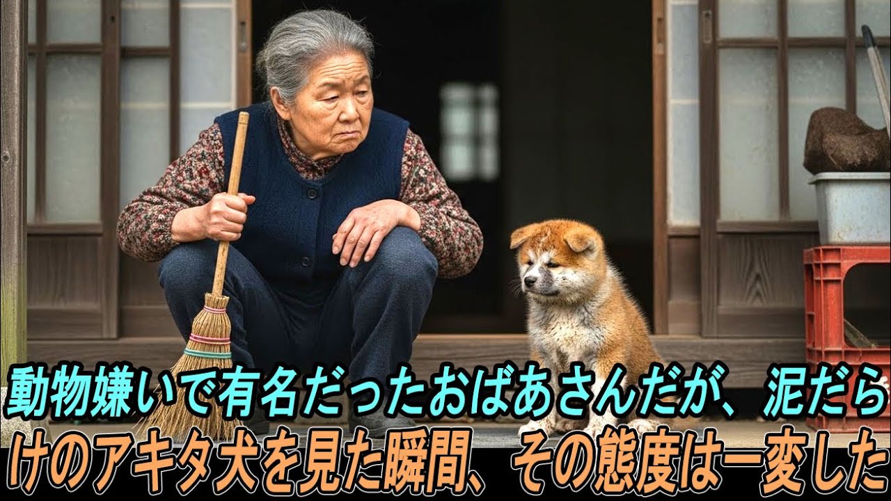 動物が嫌いで気難しいことで有名だったおばあさん。しかしその日、泥だらけのアキタの子犬が家の前に現れたことで、彼女の人生は一変した。