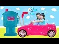 洗車ごっこ！車に絵かきバービー人形洗車場おもちゃ HaneMari Play Barbie Car Wash Design Studio ToysReview