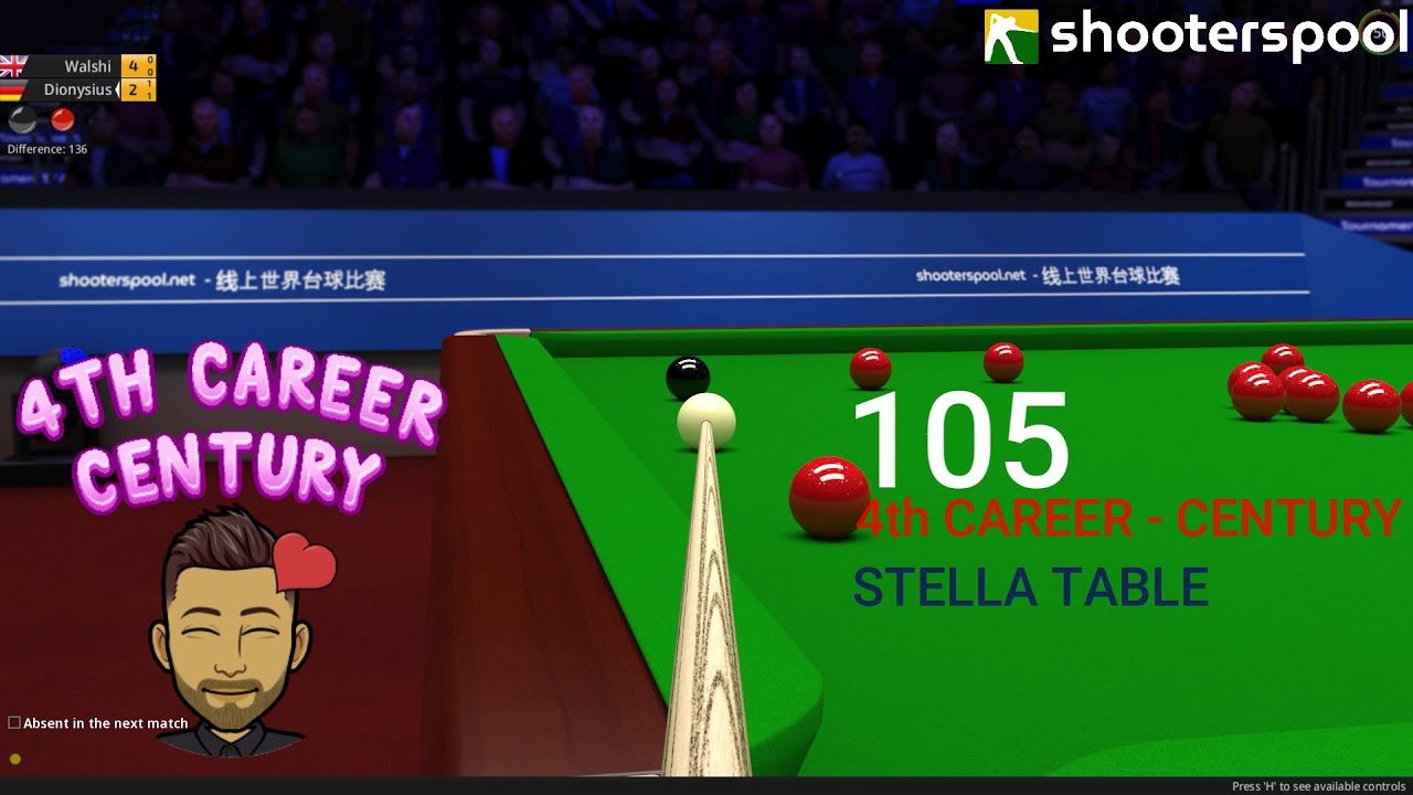 ShootersPool | Snooker 105 Century Break | Stella Table | POV