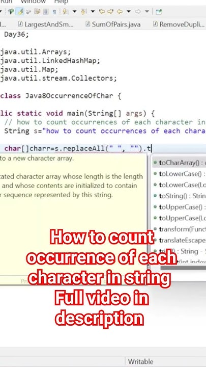 how to count occurrences of each character in a String - YouTube