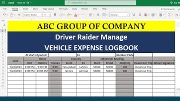How to make vehicle and drivers logbook in Excel | logbook in Excel | ELesson info