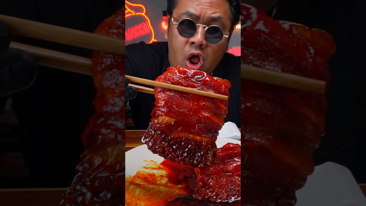 ลองกินเห็ดเข็มทองย่างซอสพริกแบบในคลิปจีน #shorts #asmr