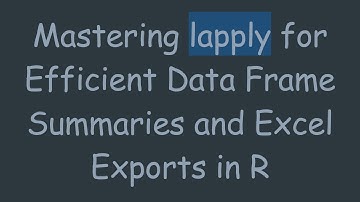 Mastering lapply for Efficient Data Frame Summaries and Excel Exports in R