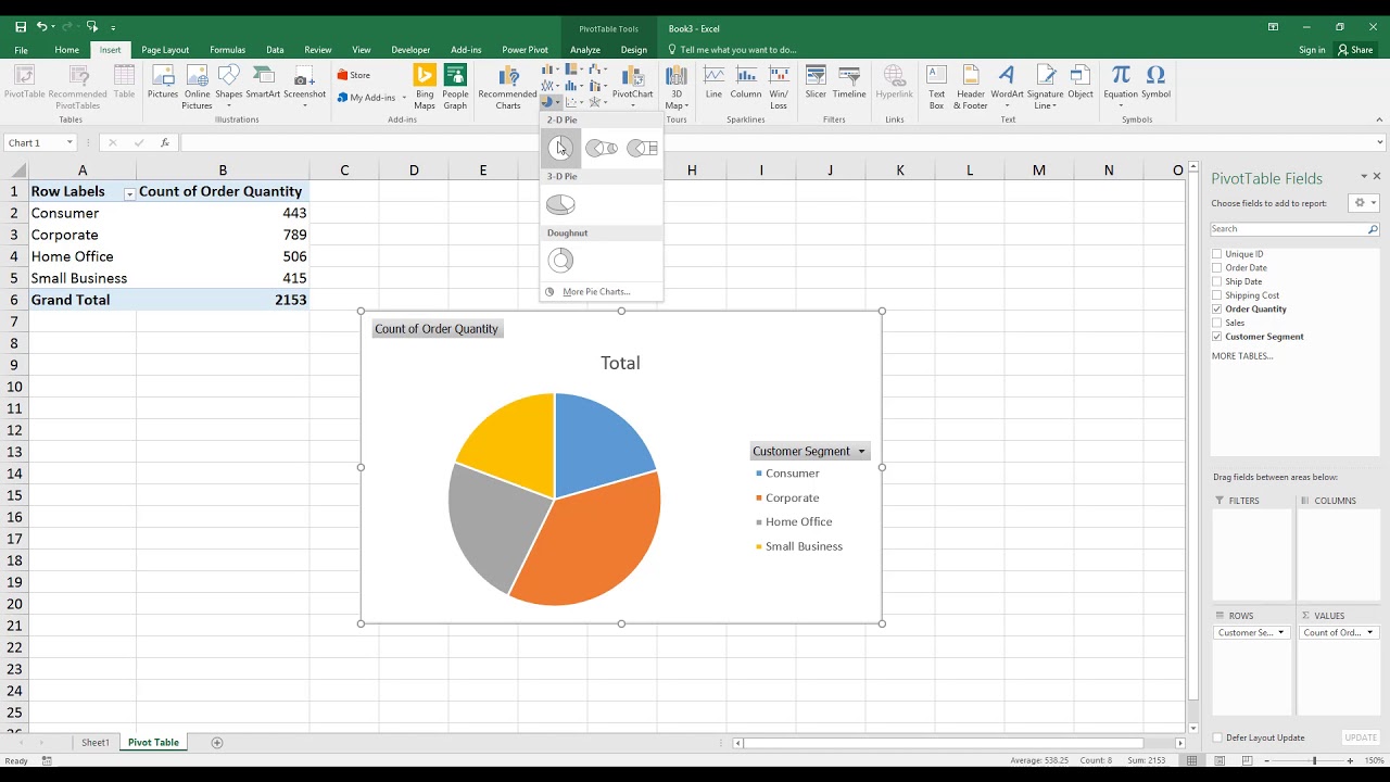 Excel Create Pie Chart From Pivot Table