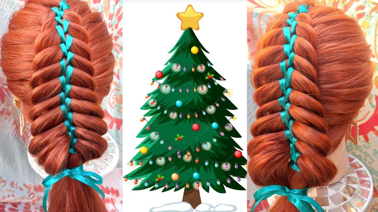how to Christmas tree hairstyle Decorating a Christmas🎄without a🎄