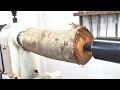 Woodturning - log to flowers goblet!! 【職人技】木工旋盤を使用して、木の枝からゴブレットを作る