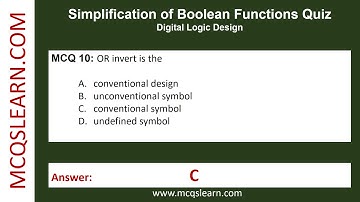 Boolean Functions Simplification Quiz Questions Answers | Boolean Functions Notes PDF | Ch 1 Quiz