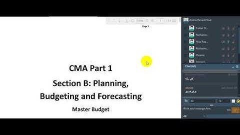 CMA, P1, Budget, Lec 1