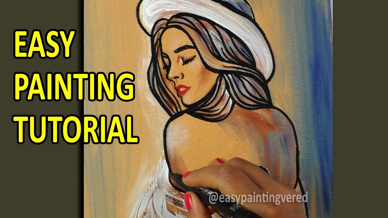 Abstract Figurative Painting| Acrylic Painting for beginners | Line-Art