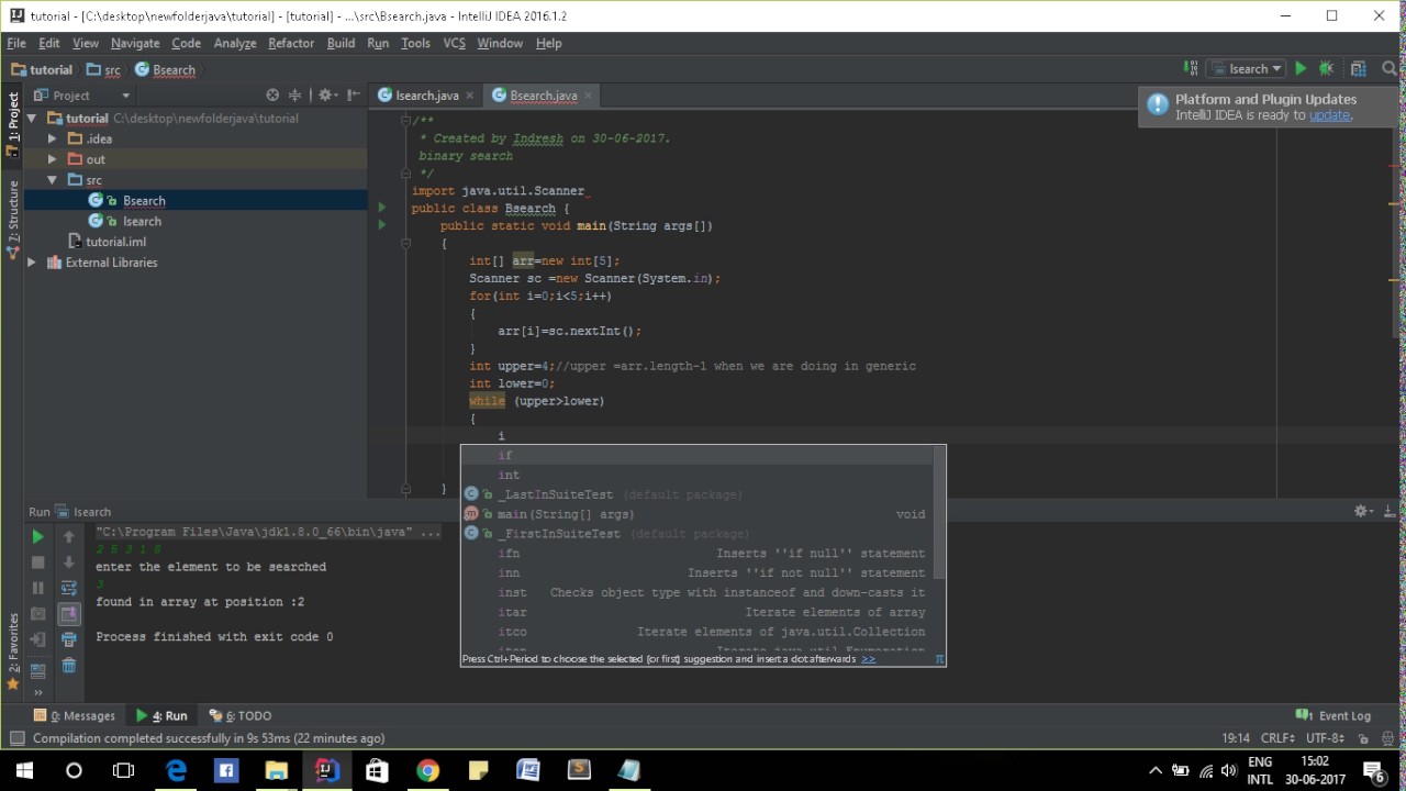 Binary search in java with complexity - YouTube
