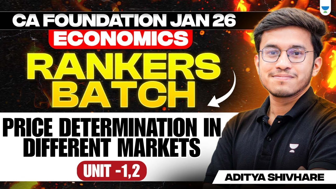 Price Determination In Different Markets | Unit 1+Unit 2 |Economics For CA Foundation Jan 26 |Aditya