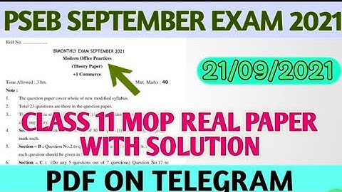 11th MOP real paper 21 September bi-monthly exam #pseb | Real modern office practices +1