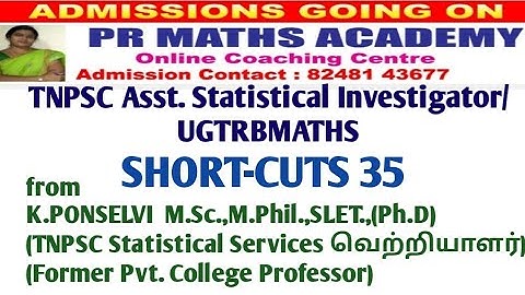 Short Cuts 35:TNPSC Combined Statistical Services Assistant Statistical Investigator/UGTRB MATHS