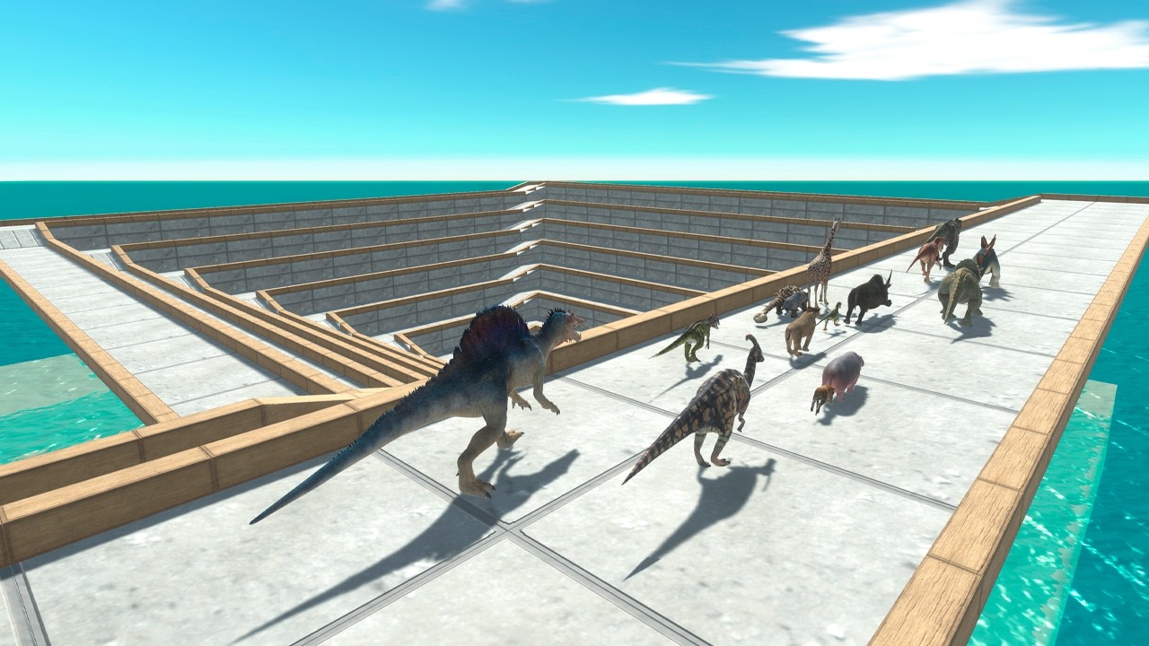 Spiral Speed Race: Dinosaurs vs Animals - Animal Revolt Battle Simulator