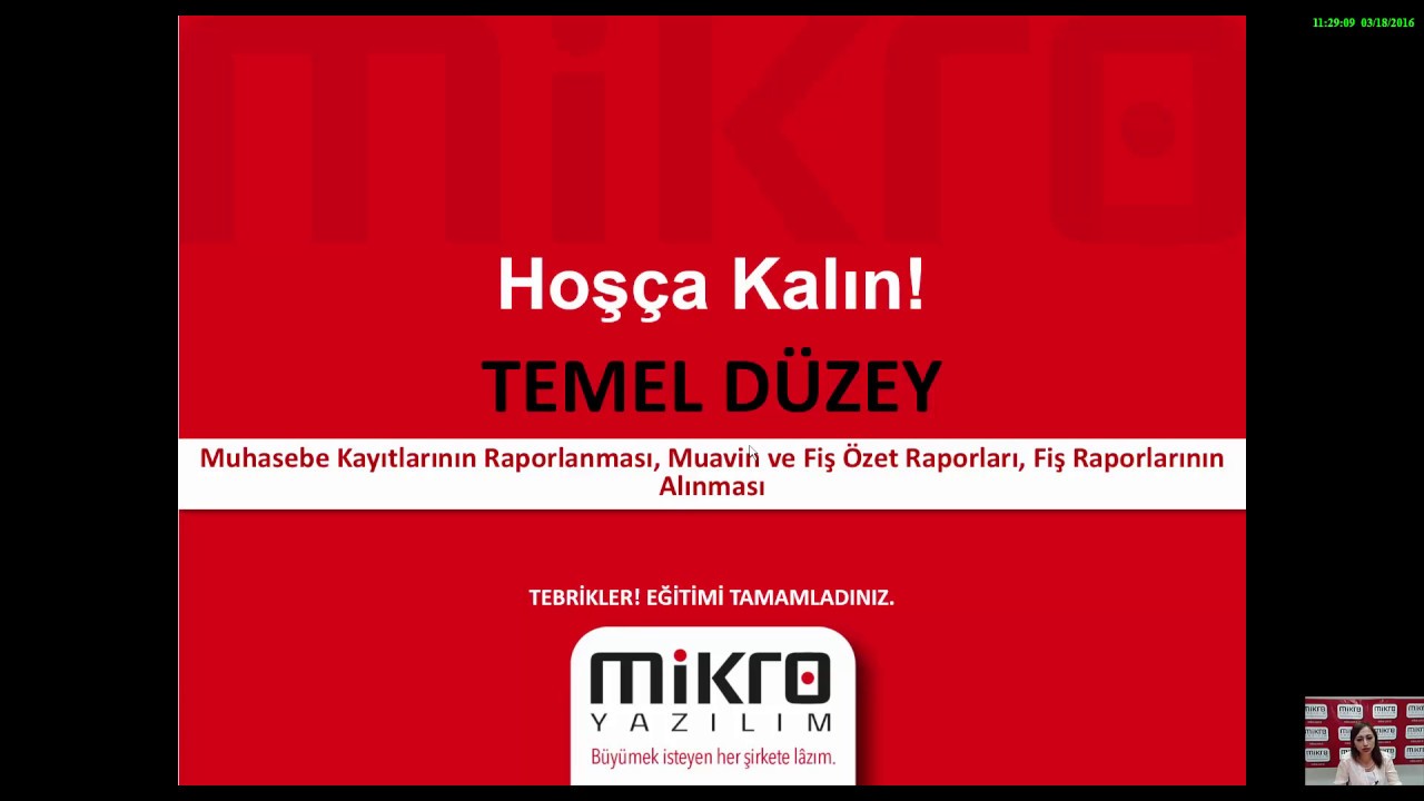 Mikro Yazılım Muhasebe Kayıtlarının Raporlanması, Muavin ve Fiş Dökümleri Eğitimi