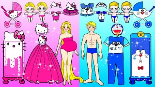 [🐾paper Diy🐾] Pink Rapunzel Vs Blue Ken Decorate Boy & Girl New Room | Rapunzel Compilation 놀이 종이