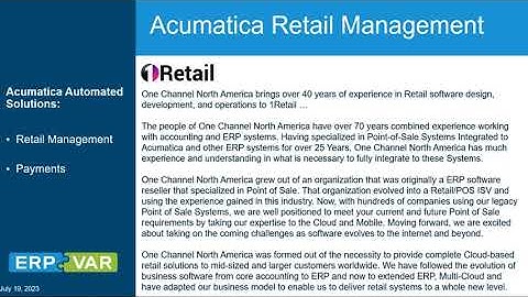 Acumatica ERP Consultant: Automate OmniChannel Retail Management and Payment Collection