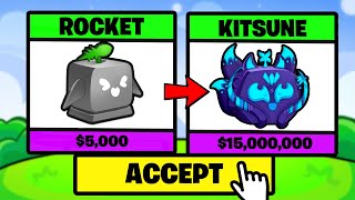 Trading From Rocket to Kitsune In ONE Video (Blox Fruits)