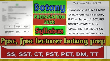 Lecturer botany syllabus 2023|Ppsc lecturer botany updated sallybus 🔥🔥