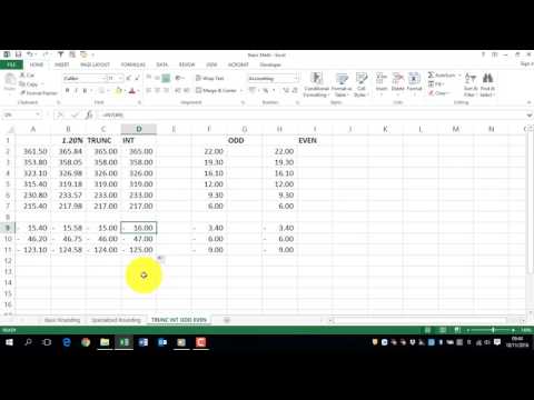 Excel 2013 MATH TRUNC INT ODD EVEN