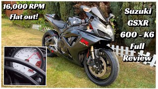 Suzuki GSXR 600 K6 Review + POV + Full 16,000rpm **FLAT OUT** action!