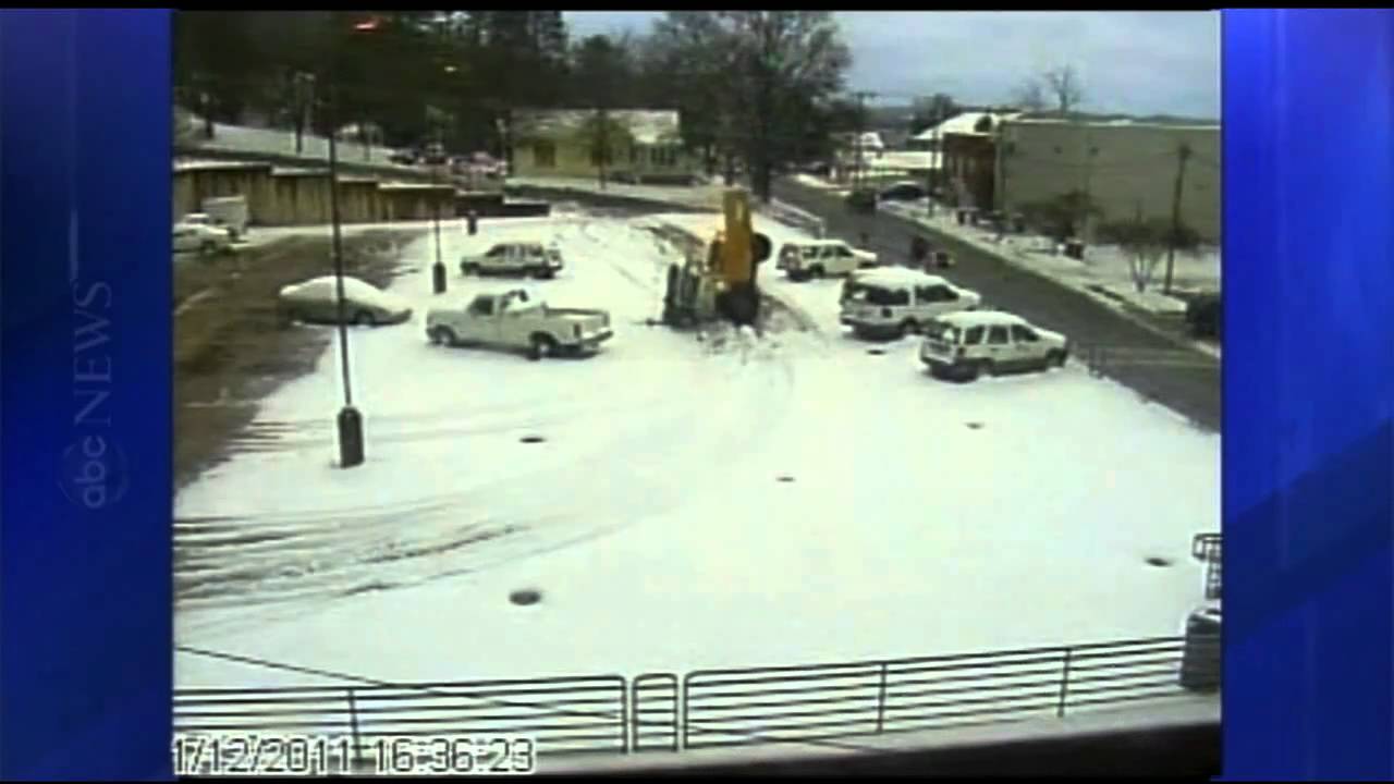 Snow Plow Falls Through Parking Garage YouTube