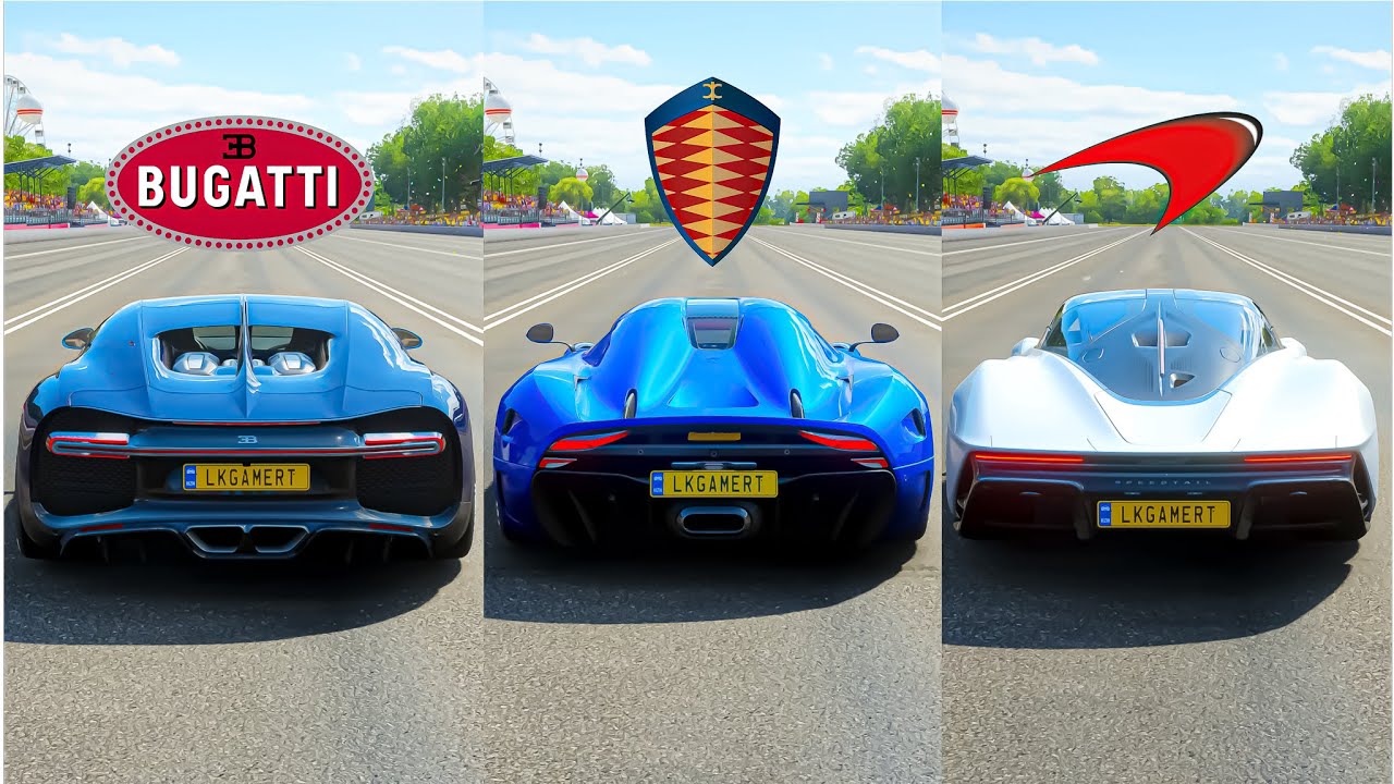 Forza Horizon 4 Drag Race - Chiron Vs Regera Vs Speedtail - YouTube
