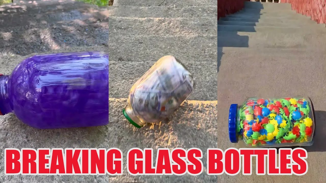 Breaking Glass Bottles and Balloon Drops 🔥 Crushing Crunchy & Soft Things #asmr #satisfying