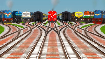 9-Realistic Trains Are Diamond Crossing On Bumpy Railroad Tracks | Indian Railway Train Simulator