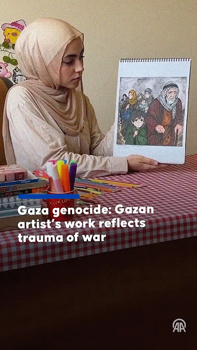 Palestinian girl uses her brush to depict hardships endured by displaced Palestinians