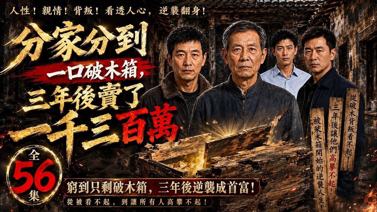 【分家分到一口破木箱，三年後賣了一千三百萬】全56集｜拆遷款兄弟各拿兩百萬，他只分到破木箱！三年後打開全家傻眼🔥 #AI短劇 #家庭 #親情 #分家爭產 #拆遷款 #孝順本分 #現實向短劇 #短劇推薦