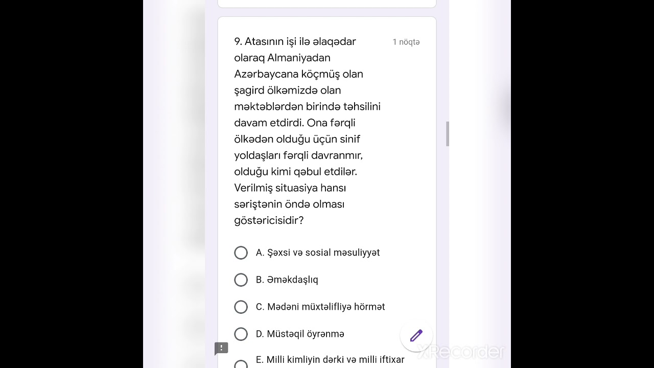 Səriştələr mövzusuna aid situasiya tipli sınağın izahı...