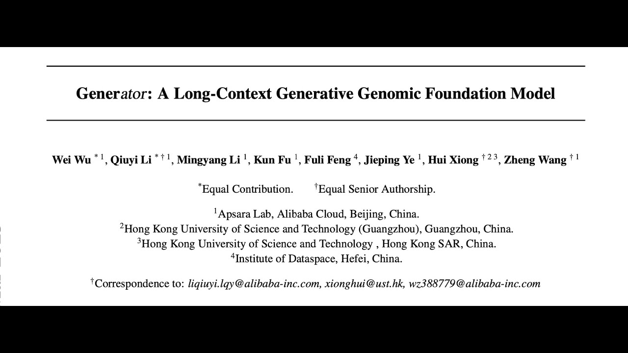 《生成器：长上下文生成基因组基础模型》Generator: A Long-Context Generative Genomic ...