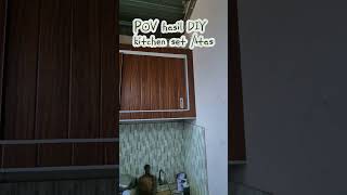 hasil DIY Kitchen set kabinet atas dari baja ringan kanal C dan PVC bekas plavon #diy #kitchenset