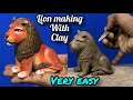 Clay lion making and colouring | showpiece making for home | miniature clay modelling | clay art