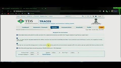 TDS(TRACES) ONLINE REQUEST AND CORRECTION FILING-ADD/MODIFY DEDUCTEE DETAIL AND CHALLAN TO STATEMENT