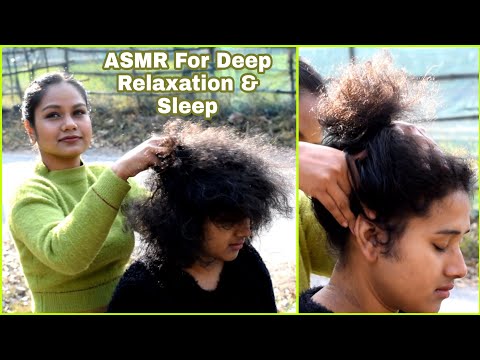 ASMR Indian Head Massage with Nature Sounds For Ultimate Relaxation - Ease Anxiety