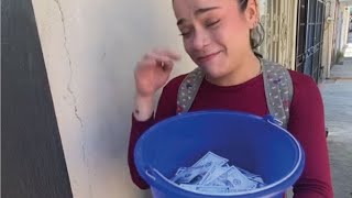 Rich man gives bucket full of cash to a beautiful student  she broke in tears